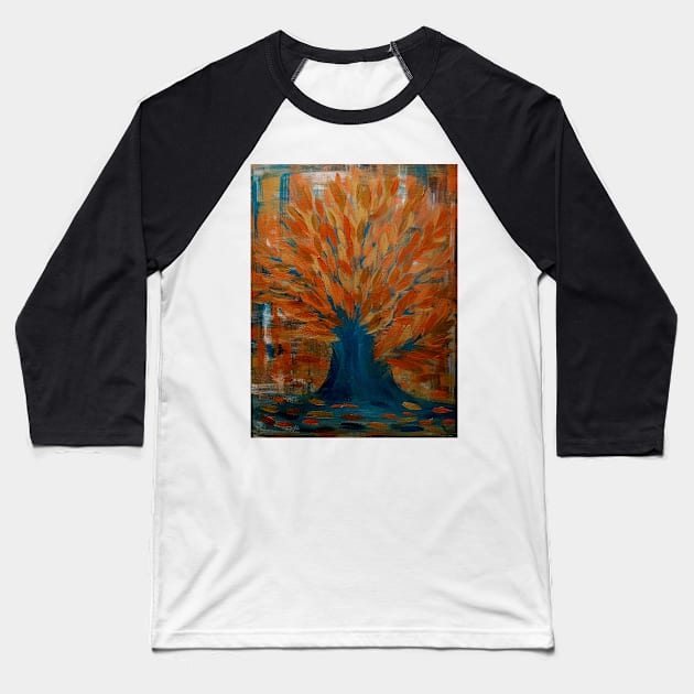 Abstract copper tree in metallic paint Baseball T-Shirt by kkartwork